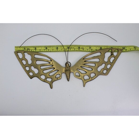 Brass Butterfly Wall Decor – Pierced Wings, 10 Inch Vintage Korea - Picture 3 of 3